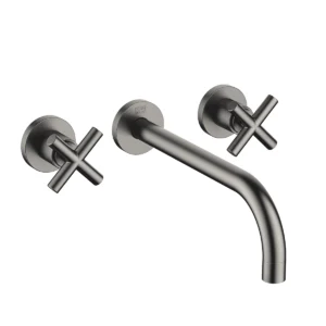 Dornbracht TARA Wall-mounted basin mixer without pop-up waste 240mm with crosshead - Brushed Dark Platinum
