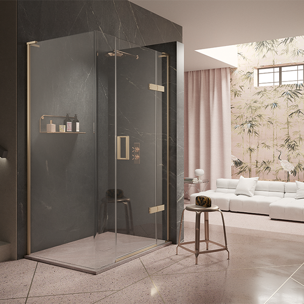 Eauzone Hinged Door with Hinge Panel and Radius 20 Panel for Corner