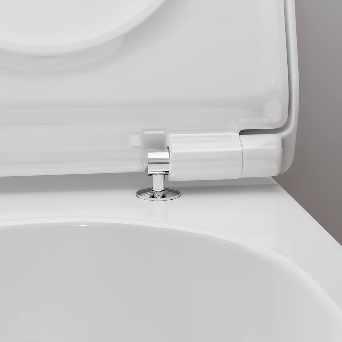 hansgrohe EluPura S Wall hung WC Set 54cm AquaHelix Flush, with SoftClose seat close up on seat